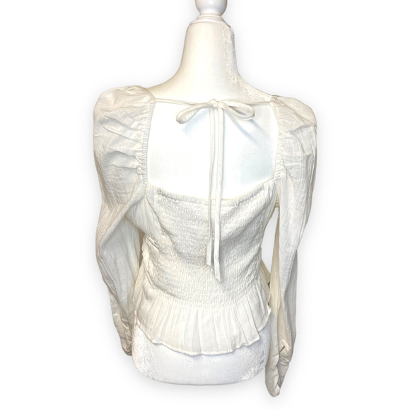 Free People White Chloe Top Puff Long Sleeve Blouse - Picture 10 of 16